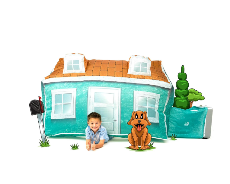 The Original Patented AirFort - Build A Fort in 30 Seconds, Inflatable Fort for Kids, Play Tent for 3-14 Years, A Playhouse Where Imagination Runs Wild, Fan not Included (Cabin)