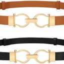 VONMELLI 2 Pack Women's Leather Belts Waist Belt Skinny Belt for Jeans Pants with Fashion, Suit for Waist Size Up 41"