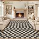 LIVEBOX 10x14 Area Rugs for Living Room, Checkered Non-Slip Washable Rugs, Farmhouse Neutral Classic Geometric Pattern Large Boys Area Rug for Bedroom, Carpet for Dining Room Office (Black,10'x14')