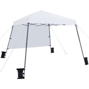 Yaheetech Pop Up Canopy Tent with Backpack, 10x10 Base Portable Easy One Person Setup Folding Shelter Compact Lightweight Slant Leg Canopy with 1 Sidewall, 8x8 Top, White