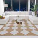 Antep Rugs Natural 5x7 Indoor Hand Woven Fiber Jute Diamond Area Rug (Natural-Off White, 5' x 7'6") (5' x 7'6" (Rectangular))