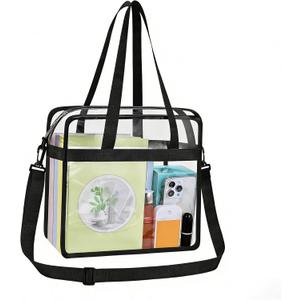 Clear Bag for Stadium Events 12612 Clear Tote Bag for Concert,Sport,Festival (Black)