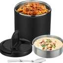 40oz Insulated Food Jar-Say Goodbye to Spills&Cold Meals|QuickLift Airtight Leak-Proof Lid Thermo for Hot Food, Wide Mouth Soup Thermos Lunch Box Container Adults|Stainless Steel with Folding Spoon (Black)