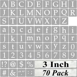 3 Inch Alphabet Letter Stencils for Painting - 70 Pack Letter and Number Stencil Templates with Signs for Painting on Wood, Reusable Letters and Numbers Stencils for Chalkboard Wood Signs & Wall Art