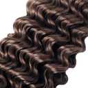Color #4 Human Hair Bundles Chocolate Brown Deep Wave Single Bundle Human Hair 30 Inch Double Weft Grade 12A Unprocessed Virgin Remy Hair Extension