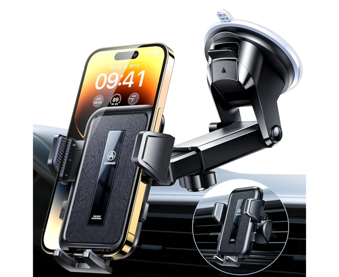 VANMASS 2025 Upgraded Car Phone Holder, [85+LBS Strongest Suction] Patent Safety Cell Phone Mount Windshield Dashboard Vent Truck Accessories Stand Cradle for iPhone 16 Pro Max 15 14 13 Android