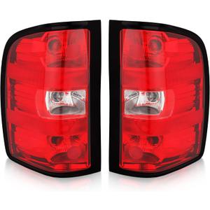 Tail Light Assembly Compatible with 2007-2013 Chevy Silverado 1500 2500HD 3500HD Factory Style Pickup Truck Taillights Rear Brake Lamps OE Replacement, Passenger and Driver Side (Black Border)