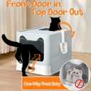 Enclosed Cat Litter Box with Lid Top Exit Covered Metal Stainless Steel Litter Box Leak Proof & Odorless Easy to Clean Including Cat Litter Scoop and Litter Mat