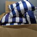 LAGRATY Outdoor Chair Cushions for Patio Furniture24" x 24" Deep Seat Cushions with Backrest for Couch Sofa Chair - Waterproof Fade-Resistant Patio Cushion (Set of 4,Navy Blue and White)