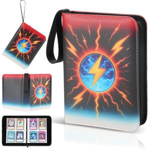 4-Pocket Trading Card Binder, 120 Pages Holds 480 Cards, PU Leather Side-Loading Card Album, Acid-Free Archival Sleeves, Durable Card Organizer for MTG, TCG and Sports Cards, Birthday & Christmas Gift