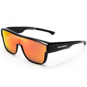 ROCKBROS Polarized Fit Over Glasses Sunglasses 100% UV400 Protection for Men Women,Wrap Around Sunglasses for Driving Cycling (Dark Black)