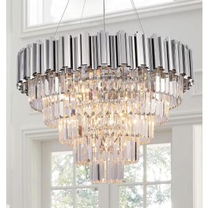 Modern Crystal Chandelier Lighting Chrome 5-Tier Chandeliers 9 Light Contemporary Ceiling Light Fixture for Dining Room Foyer Kitchen Living Room 27.5"