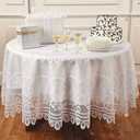 WUBODTI Christmas Green Lace Round Tablecloth for Holiday Festival Party Banquet, Vintage Floral Table Cloth Cover for Dining Room Kitchen Tables, 70 Inch Round