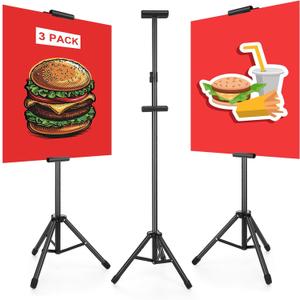Harloon 3 Pcs Adjustable Metal Poster Stands for Display, Double Sided