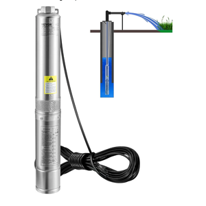 VEVOR Deep Well Submersible Pump, 1HP 115V/60Hz, 37gpm Flow 207ft Head, with 33ft Electric Cord, 4" Stainless Steel Water Pump for Industrial, Irrigation&Home Use, IP68 Waterproof Grade