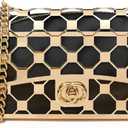 CARIEDO Women Evening Bag Elegant Clutch Purse Exquisite Velvet Metal Hollow out Handbags Prom Wedding Party (5700black)