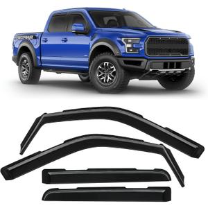 in-Channel Rain Guards Fit for Ford F150 2021 2022 2023 2024 2025, Durable Side Windows Rain Guard Wind Deflectors 2021-2025 F150 Rain Guard Black 4 PCS