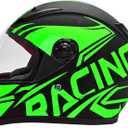 Fashion Kids Motorcycle Helmets Teen Motor-Bike Scooter Biker BMX Four Wheelers Full Face Helmets Boys Girls DOT Approved (Large, Green)