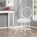 Hillsdale O'Malley Vanity Stool with Spiral Pattern Design, White, 34h X 16w X 19.25d