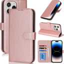 for iPhone 14 Pro Max Case Wallet with Card Holder,for iPhone 14 Pro Max Wallet Case for Women Men,PU Leather Shockproof Magnetic Buckle Stand Flip Phone Case-Rose Gold
