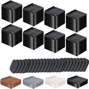 Shouwuhho Furniture Risers, 8 Pack Bed Risers with Non-Slip Grip and Heavy Duty Support, Height Lift for Couch, Sofa, Table, Desk, Chair, Refrigerator - Black, Size: 3 Inch