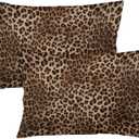 Brown Leopard Throw Pillow Covers Set of 2 Queen Size Black Cheetah Skin Wild Animal Print Pillow Cushion Cases Standard Pillow Cases Decorative Pillowcase 20X30 Inch for Sofa Bed