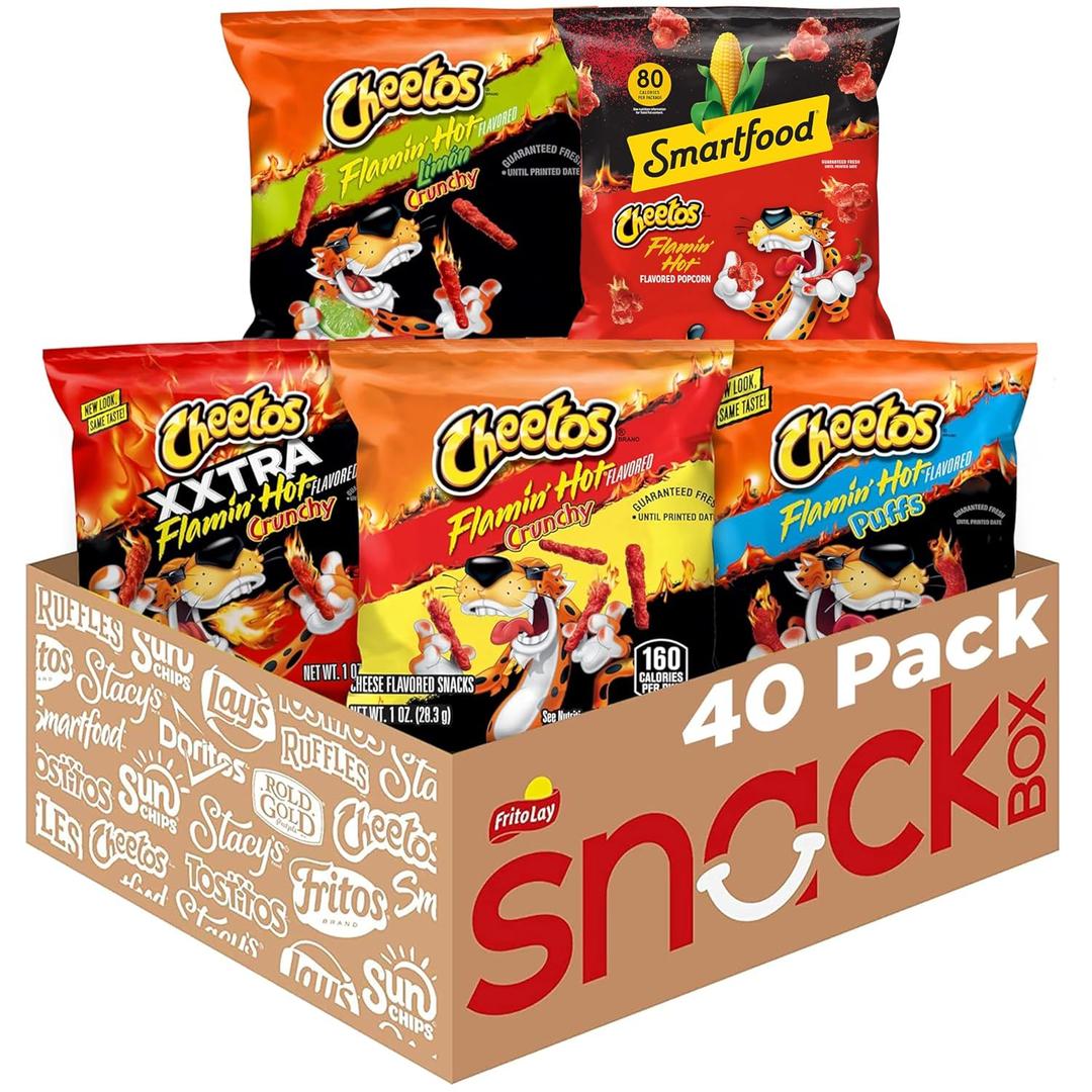 Cheetos Cheese Flavored Snacks, Flamin' Hot Mix Variety Pack, (Pack of 40) (EXP 07/28/26)