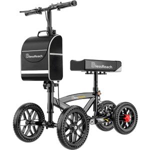 BlessReach Foldable All Terrain Knee Scooter for Adults for Foot Injuries
300lbs Foldable Leg Knee Scooter, Disc Brake System, 13" Cozy Knee Pad, Knee Scooter for Broken Ankle Foot Injuries, Black