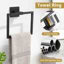 10 Pieces Bathroom Hardware Accessories Set Black Towel Bar Set Towel Holder Racks Set for Bathroom,SUS304 Stainless Steel,Wall Mounted 23.6-Inch