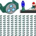 ANGAR 100 Pack Magnetic Christmas Light Clips, Upgraded Anti-Slip Metal Roof Christmas Light Hooks for C9 C7 Sockets, Weather-Resistant String Lighting Clips for Outside Gutters Patio Holiday (Green)