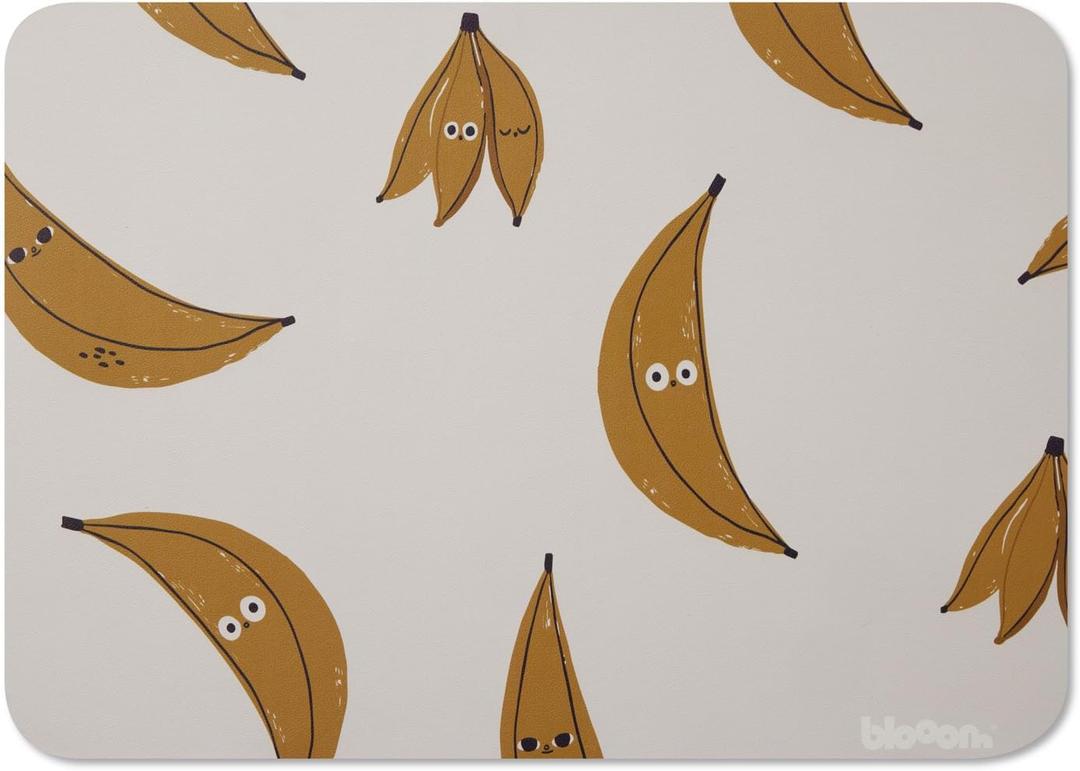 Blooom XL Placemat for Baby, Toddler & Kids | Reusable and Eco Friendly | Stain & Liquid Repellant Table Mat, Craft Mat and Table Protector | Modern Design (Banana, 17" x 22")