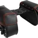 X AUTOHAUX 1 Pair Universal 16L Motorcycle Saddlebag Side Tool Bags Cycling Luggage Bag Adjustable Buckles Black Brown 17.32''x5.12''x11.81