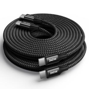 TOSUPERS 240W USB C to USB C Cable, [10ft 2-Pack] Long USBC to USBC Cable Type C Charge Cord Super Fast Charging for MacBook Pro, iPad Pro, iPhone 16 15 Pro, Samsung Galaxy S25 S24