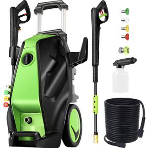 5000PSI Electric Pressure Washer with 33FT Hose M22-14mm, 3.0GPM Power Washers Electric Powered Professional Pressure Cleaner Machine, Foam Cannon, 4 Tips, powerwashers for Home Cars, Green