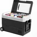 OLIXIS Portable Car Refrigerator, 42QT Dual-Zone Electric Cooler for Vehicles with Wheels & Cutting Board, -4-68 Freezer Smart Control via Bluetooth, Battery Protection, 12/24V DC & 100-240V AC