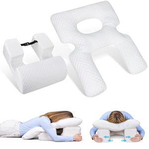 Face Down Pillow After Eye Surgery Recovery, Adjustable Prone Massage Pillow Face Down for Sleeping & Stomach Sleepers, BBL Pillows for Bed with Removable Cover