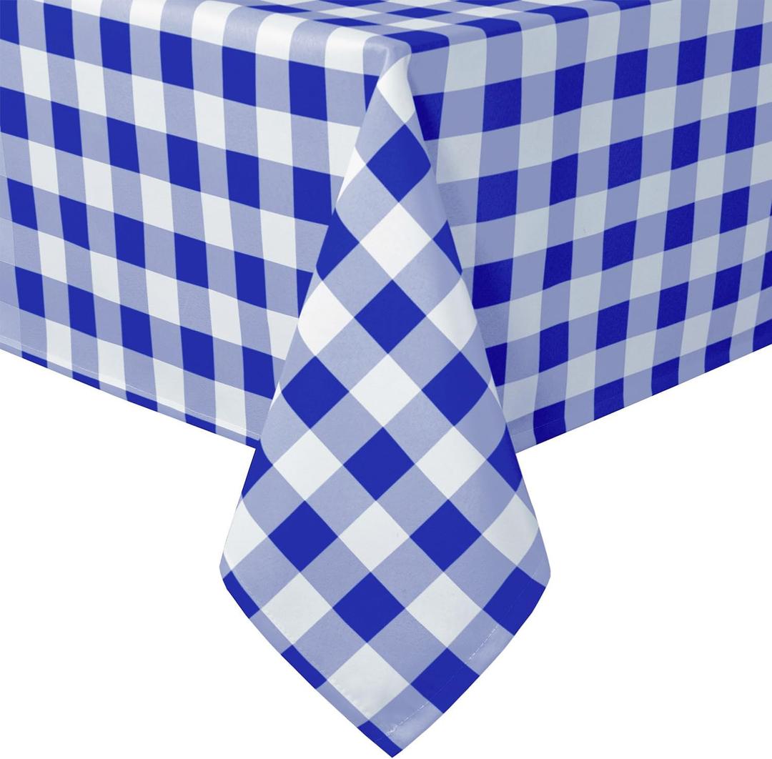 Hiasan Royal Blue Checkered Tablecloth Rectangle - Wrinkle Resistant, Stain Resistant and Waterproof Gingham Table Cloth for Kitchen, Dining and Picnic, 60 x 120 Inch