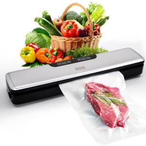 Flyfox Vacuum Sealer Machine - Strong, Multi-functional, and Fast Compact for Multi Food Storage with Low Noise, includes Vac, Sealer, Meat, Dry, Soft, 5 Modes with Vacuum Seal Bags