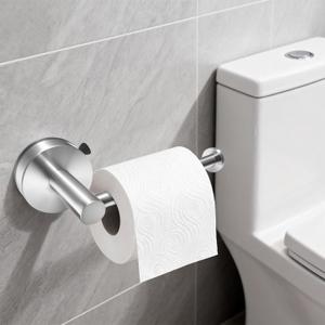 Removable Suction Cup Toilet Paper Holder, No Drilling Bathroom Wall Mount Tissue Roll Holder Brushed Nickel Stainless Steel Damage-Free Easy Install & Reposition Fits Smooth Surfaces