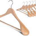 StorageWorks Wooden Hangers 6 Pack, Extra Wide Shoulder Wood Coat Hanger for Coats, Shirts, Jackets, Pants, Suits, Natural Wood Color