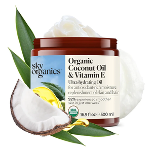 Sky Organics - Organic Coconut Oil & Vitamin E, 16.9 fl oz - Skin & Hair Ultra-Hydrating Oil - Fatty Acids & Antioxidants - Natural, Vegan & Cruelty Free - Skin Care & Hair Care