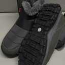 Jakcuz Mens Waterproof Warm Faux Fur Hook and Loop Snow Boots Size 42 Cotton High Top Non-slip Walking Boot Shoes (10.5, Dark Grey)