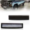 Front LED Side Marker Lights for 1980-1986 Fo-rd Bronco, 1980-1986 Fo-rd F150 F250 F350 Pickup Truck SUV, Smoked Lens Side Bumper Marker Lamps, White LED Turn Signal Lights, 2 PCS