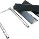 Uniflasy 7635 Flavorizer Bars and 69785 Grill Burner Tubes for Weber Spirit I & II 200 with Front Control, Spirit E210, E220, S210, S220, for Weber 15.3 Inch 7635 Flavor Bars and 69785 Burner Pipe