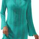 VIMPUNEC Crochet Swimsuit Coverup for Women Summer Bathing Suit Cover Ups Swimwear Beach Dress, Size S