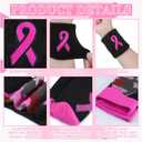 Jiuguva Breast Cancer Awareness Socks Wristbands Set Camo Pink Ribbon Crew Socks (kids sizes) Black Wristbands for Sports