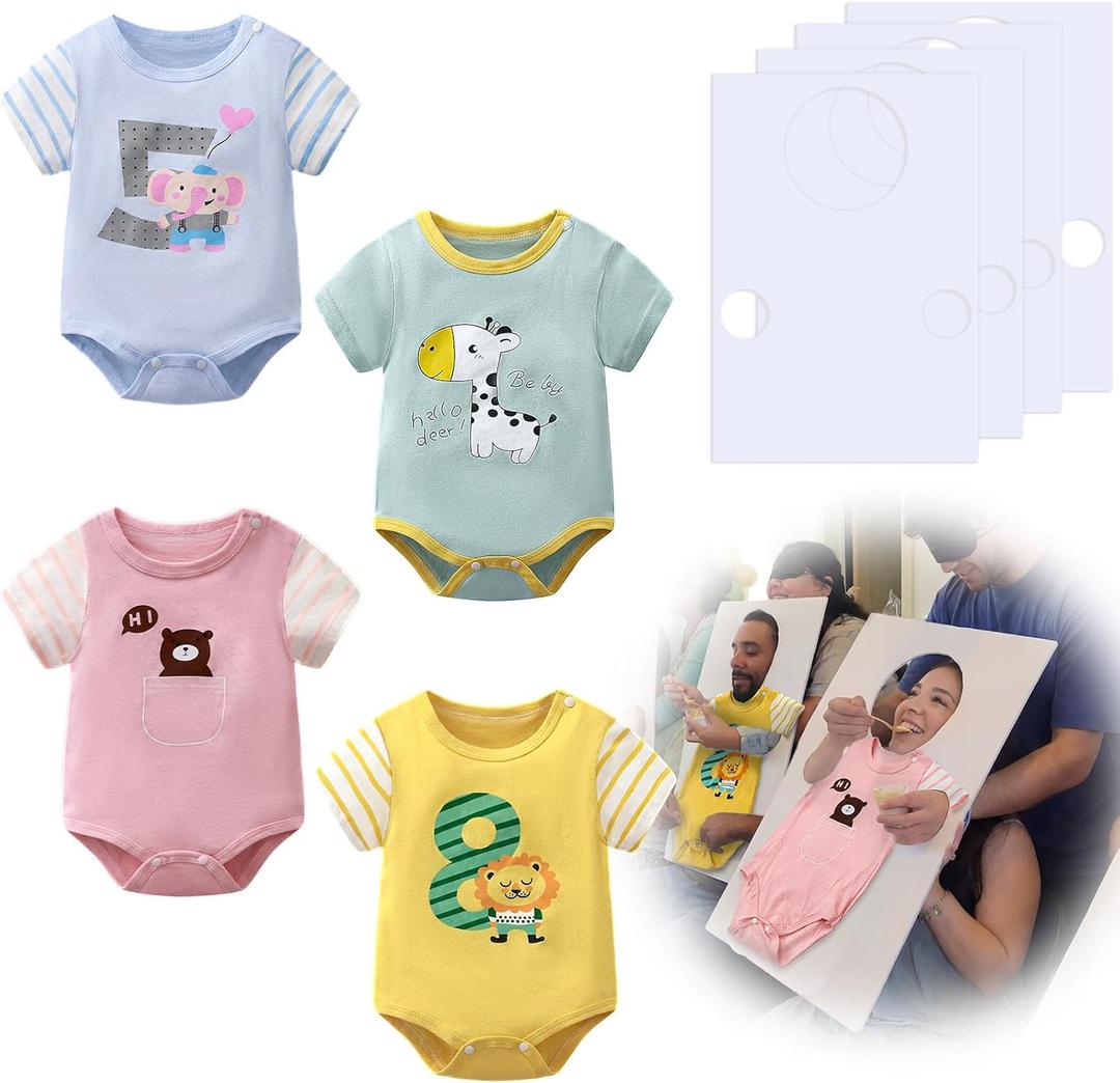 4 Sets Feed Me Baby Shower Games Include Foam Kt Board and Baby Clothes with Tape Funny Bridal Party Activities Twerk Play for Gender Reveal Party Supplies Decor