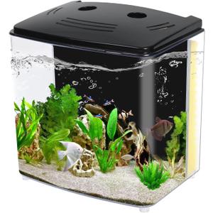 AQUANEAT Fish Tank, 1.2 Gallon Aquarium, Small Betta Fish Tank Starter Kit with LED Light and Water Filter Pump, Rectangular