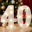 40th Birthday Decorations for Women Men, LED 40 Marquee Light Up Numbers for 40th Birthday Party Table Decorations, Warm White Small Marquee Letter Lights 40 Sign for Wedding Anniversary Decors