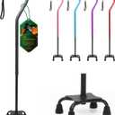 BeneCane Quad Cane Adjustable Walking Cane with Offset Soft Cushioned Handle for Men & Women Lightweight Comfortable with 4-Pronged feet for Extra Stability (black)